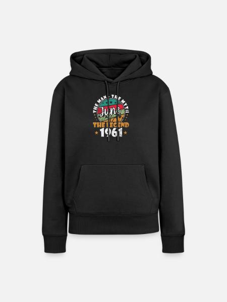June Legend 1961 Retro Badge - Frauen Premium Bio Hoodie - Schwarz