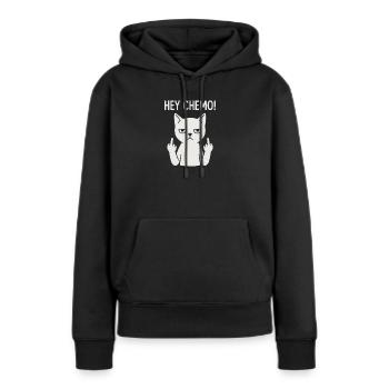 Chat de soutien chimio-chimio-insolent - Sweat à capuche Premium bio Femme - noir - Devant - Julia (174cm)