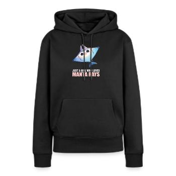 Raies Manta Raies - Sweat à capuche Premium bio Femme - noir - Devant - Julia (174cm)