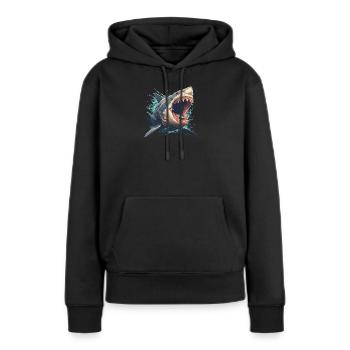 Haie Hai - Frauen Premium Bio Hoodie - Schwarz - Vorne - Julia (174cm)