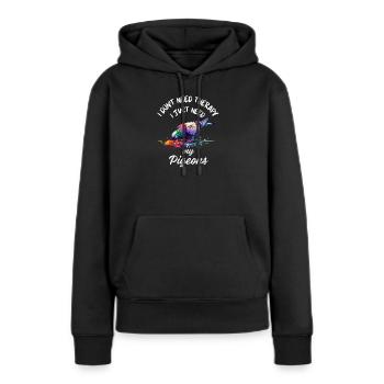 Pigeon Therapy Art - Sweat à capuche Premium bio Femme - noir - Devant - Julia (174cm)