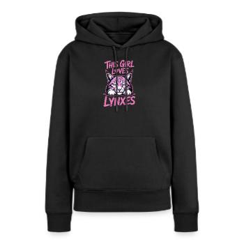 Lynx Dictions Lynx Fille Drôle de Lynx Cadeau de Lynx - Sweat à capuche Premium bio Femme - noir - Devant - Julia (174cm)