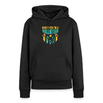 Appréciation du bénévole : ayez foi Je suis bénévole - Sweat à capuche Premium bio Femme - noir - Devant - Julia (174cm)