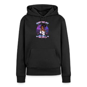 Anime and Music Birthday Chibi Black Girl - Frauen Premium Bio Hoodie - Schwarz - Vorne - Julia (174cm)