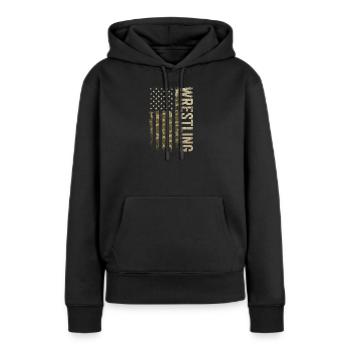 Lutte - Sweat à capuche Premium bio Femme - noir - Devant - Julia (174cm)