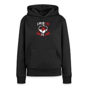 J'peux pas j'ai don du sang - Sweat à capuche Premium bio Femme - noir - Devant - Julia (174cm)