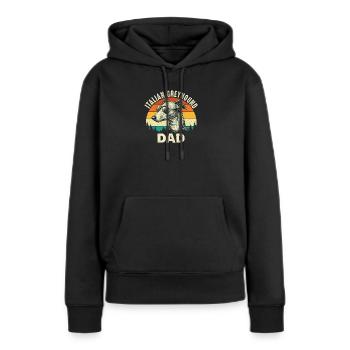 Père lévrier italien Fier propriétaire d’Iggy - Sweat à capuche Premium bio Femme - noir - Devant - Julia (174cm)