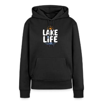 Insigne du Lever du Soleil Lake Life - Sweat à capuche Premium bio Femme - noir - Devant - Julia (174cm)