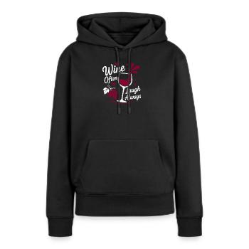 Le vin rit souvent toujours - Sweat à capuche Premium bio Femme - noir - Devant - Julia (174cm)