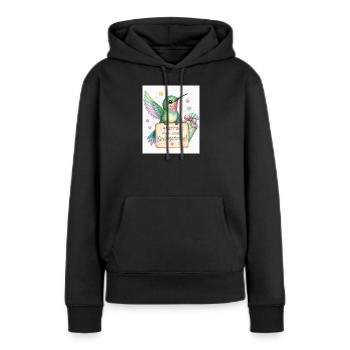 Hurra: Erster Kindergartenstart - Frauen Premium Bio Hoodie - Schwarz - Vorne - Julia (174cm)