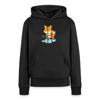 Fuchs Eishockey Eishockeyschläger - Frauen Premium Bio Hoodie - Schwarz - Vorne - Julia (174cm)