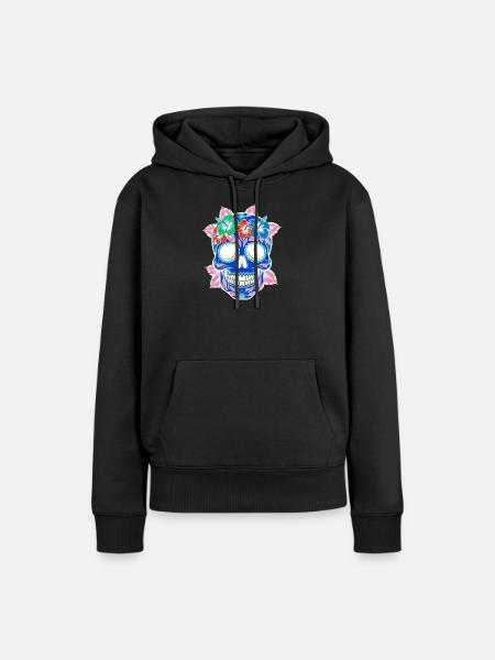 Halloween Sugar Skull pastell - Frauen Premium Bio Hoodie - Schwarz