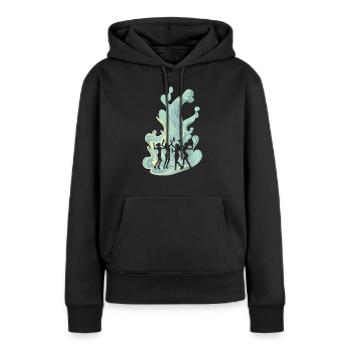Disco Lumières Vie nocturne - Sweat à capuche Premium bio Femme - noir - Devant - Julia (174cm)
