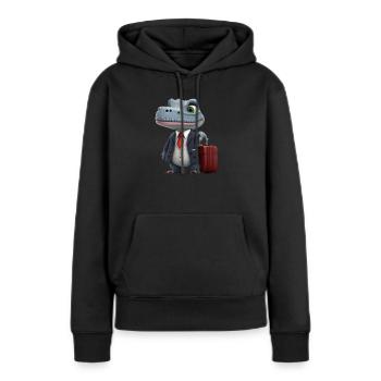 Crocodile d’affaires - Sweat à capuche Premium bio Femme - noir - Devant - Julia (174cm)