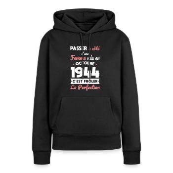 80th birthday - Born in October 1944 - Women’s Premium Organic Hoodie - black - Front - Julia (174cm)
