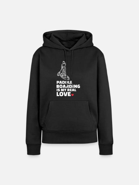 Ich Liebe Paddleboarding - Frauen Premium Bio Hoodie - Schwarz