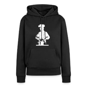 Küchenkoch und Hobbykoch Silhouette Portrait - Frauen Premium Bio Hoodie - Schwarz - Vorne - Julia (174cm)