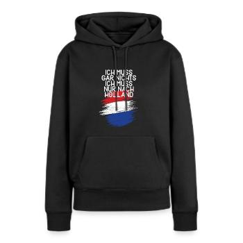 Holland - Frauen Premium Bio Hoodie - Schwarz - Vorne - Julia (174cm)