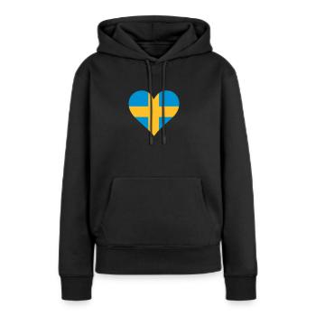 Ein Herz für Schweden - Frauen Premium Bio Hoodie - Schwarz - Vorne - Julia (174cm)