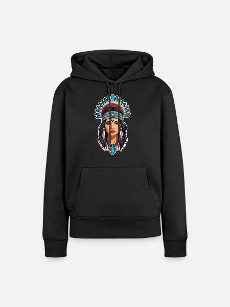Indianer - Indianer - USA - Frauen Premium Bio Hoodie - Schwarz