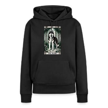 Le Husky - Sweat à capuche Premium bio Femme - noir - Devant - Julia (174cm)
