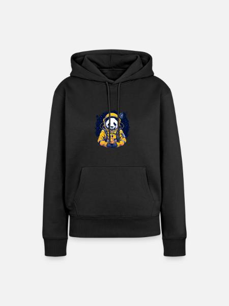 Panda Astronaut - Bamboo Rocket Adventures - Frauen Premium Bio Hoodie - Schwarz