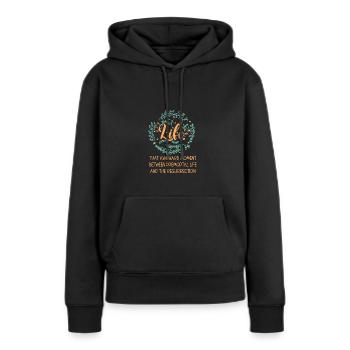 Vie Le moment embarrassant entre deux vies - Sweat à capuche Premium bio Femme - noir - Devant - Julia (174cm)