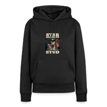 Star Spangled Stud - Patriotischer Look Mit - Frauen Premium Bio Hoodie - Schwarz - Vorne - Julia (174cm)