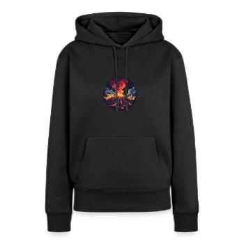 Éruption volcanique dramatique avec feu et fumée - Sweat à capuche Premium bio Femme - noir - Devant - Julia (174cm)