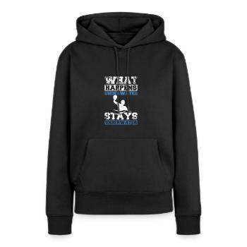Happens underwater stays underwater, water polo - Frauen Premium Bio Hoodie - Schwarz - Vorne - Julia (174cm)