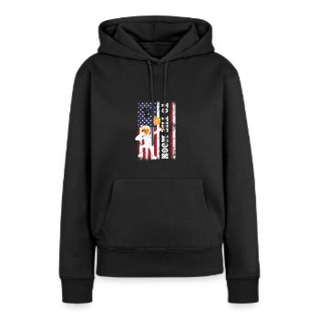 Bitcoin à la Lune Drapeau américain Btc Crypt - Sweat à capuche Premium bio Femme - noir - Devant - Julia (174cm)