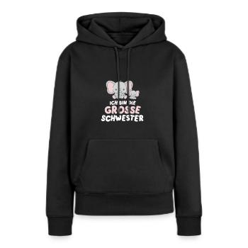 Ich werde große Schwester Elefant - Frauen Premium Bio Hoodie - Schwarz - Vorne - Julia (174cm)