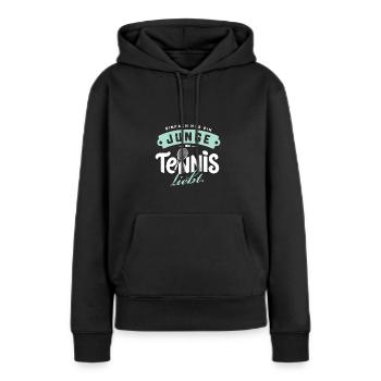 Junge, der Tennis Retro liebt - Frauen Premium Bio Hoodie - Schwarz - Vorne - Julia (174cm)