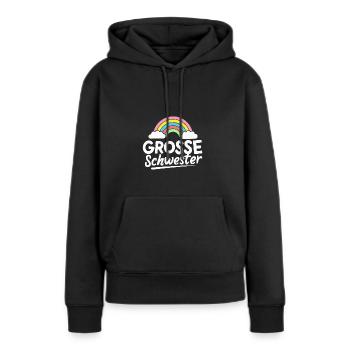 Große Schwester Regenbogen Schwangerschaft - Frauen Premium Bio Hoodie - Schwarz - Vorne - Julia (174cm)