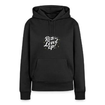Rentner Level Up Ruhestand Abschiedsgeschenk - Frauen Premium Bio Hoodie - Schwarz - Vorne - Julia (174cm)