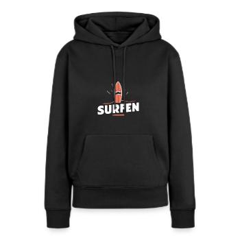 Surf-Spaß Welle Board Meer Lustig Shirt - Frauen Premium Bio Hoodie - Schwarz - Vorne - Julia (174cm)