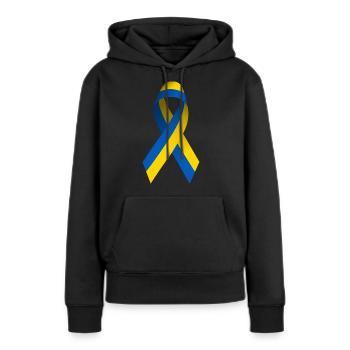 Ukraine Friedenszeichen - Frauen Premium Bio Hoodie - Schwarz - Vorne - Julia (174cm)