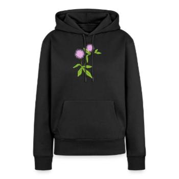 Plante de mimosa avec ses feuilles sensibles - Sweat à capuche Premium bio Femme - noir - Devant - Julia (174cm)