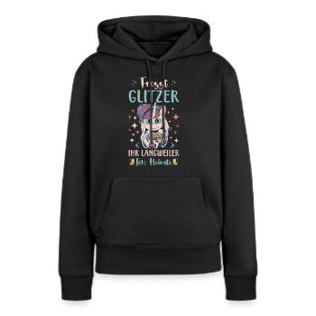 Fresst Glitzer ihr Langweiler ich heirate! JGA - Frauen Premium Bio Hoodie - Schwarz - Vorne - Julia (174cm)