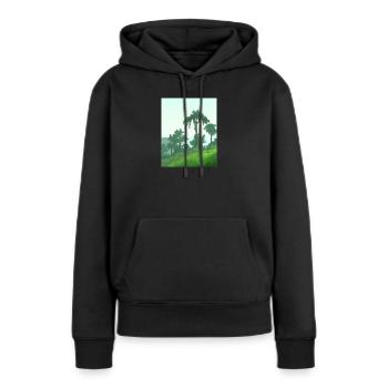 Palmen auf Leinwand - Frauen Premium Bio Hoodie - Schwarz - Vorne - Julia (174cm)