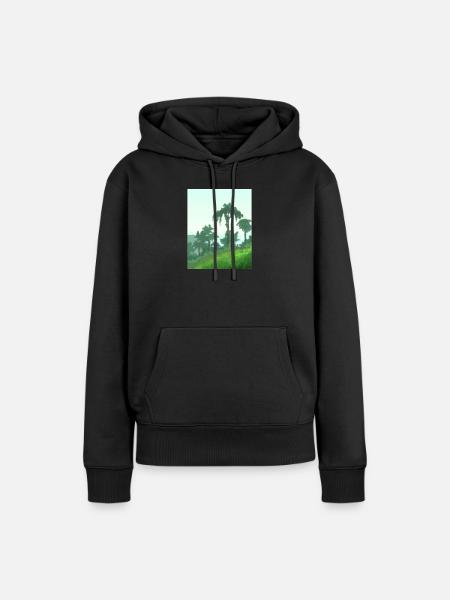 Palmen auf Leinwand - Frauen Premium Bio Hoodie - Schwarz