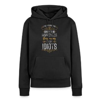 Kleeblatt Lebensenergie Optimist Freude - Frauen Premium Bio Hoodie - Schwarz - Vorne - Julia (174cm)