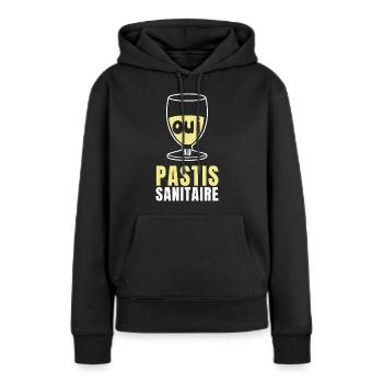 Oui au Pastis Sanitaire - Sweat à capuche Premium bio Femme - noir - Devant - Julia (174cm)
