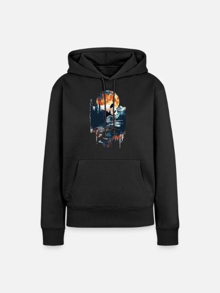 Panda - Frauen Premium Bio Hoodie - Schwarz