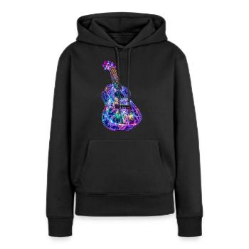Ukulélé - Sweat à capuche Premium bio Femme - noir - Devant - Julia (174cm)