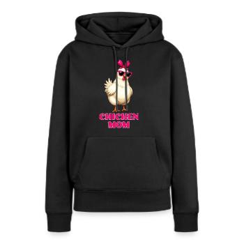 DRÔLE POULET MAMAN CHEMISE idée cadeau d’anniversaire femmes - Sweat à capuche Premium bio Femme - noir - Devant - Julia (174cm)