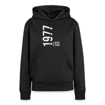 49e anniversaire Homme Femme 49 ans 1977 Anniversaire - Sweat à capuche Premium bio Femme - noir - Devant - Julia (174cm)