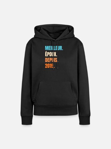 Bester Ehemann seit 2019 Geschenk-Ehemann - Frauen Premium Bio Hoodie - Schwarz