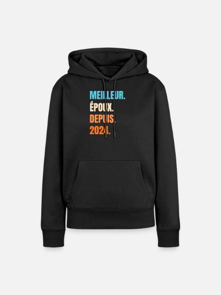Bester Ehemann seit 2024 Geschenk-Ehemann - Frauen Premium Bio Hoodie - Schwarz