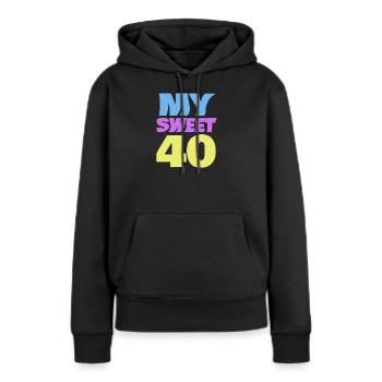40er Farbexplosion Logo - Frauen Premium Bio Hoodie - Schwarz - Vorne - Julia (174cm)